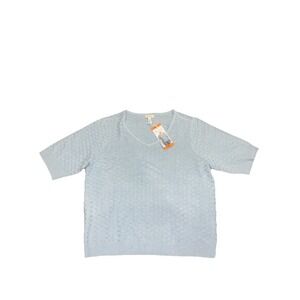 NEW Women's ELLA MOSS Light Blue Half Sleeve Sweater Top Size XL